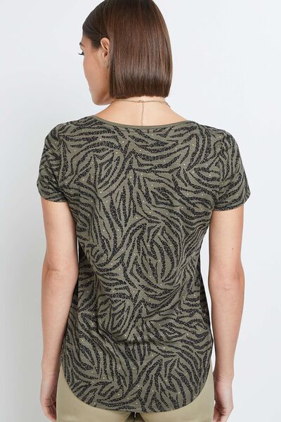 T-shirt imprimé col V femme