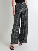 Pantalon large à sequins femme