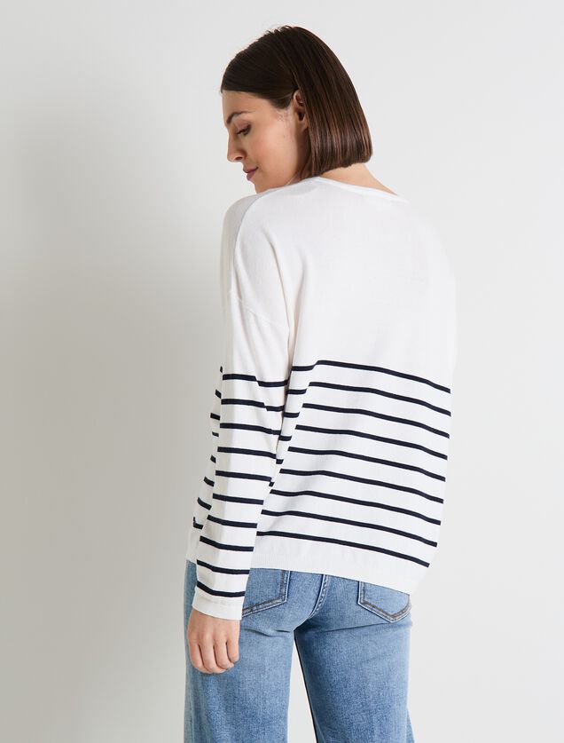 Pull col V femme