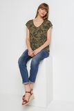 Tshirt imprimé en lin mélangé femme