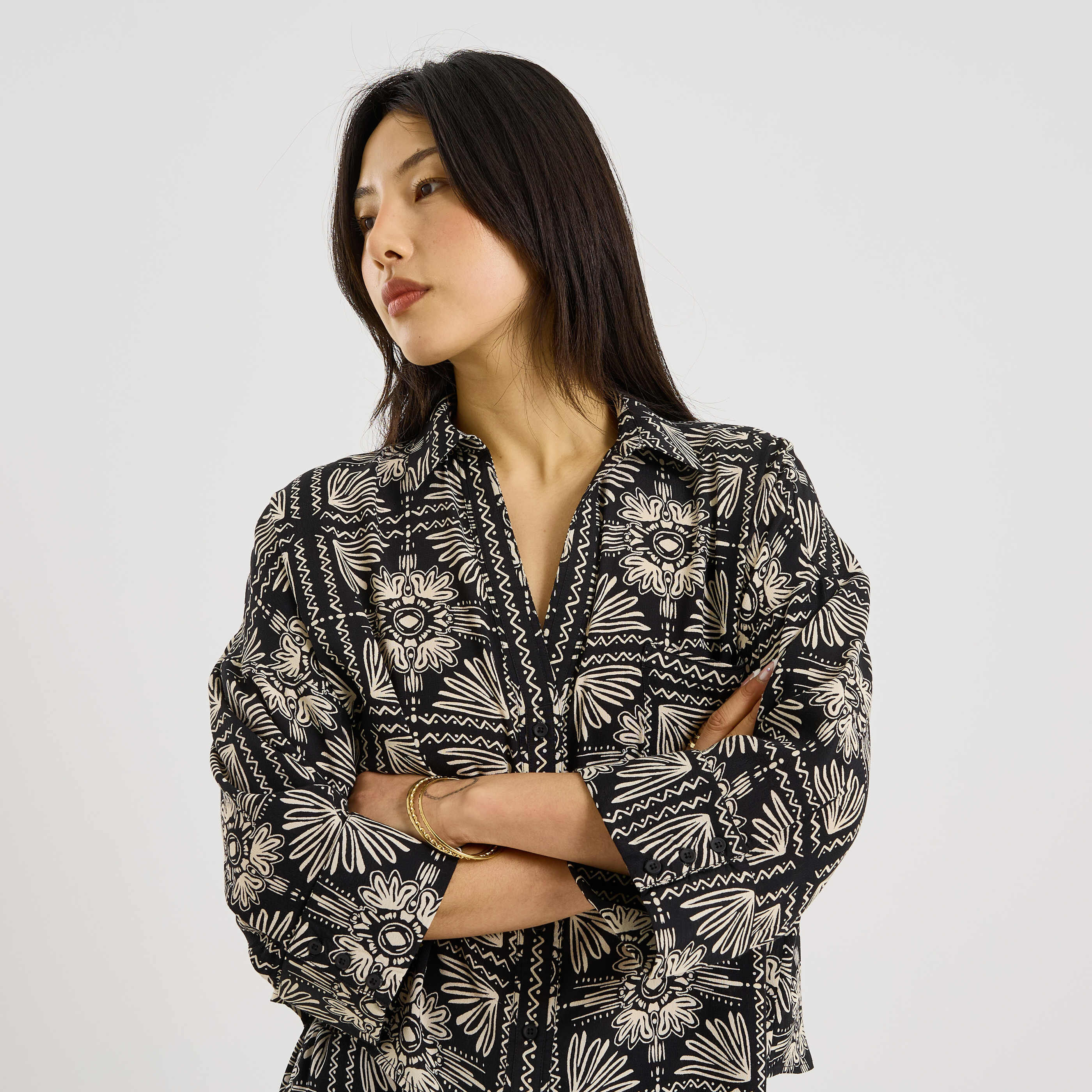 Chemise imprim&eacute; ethnique femme