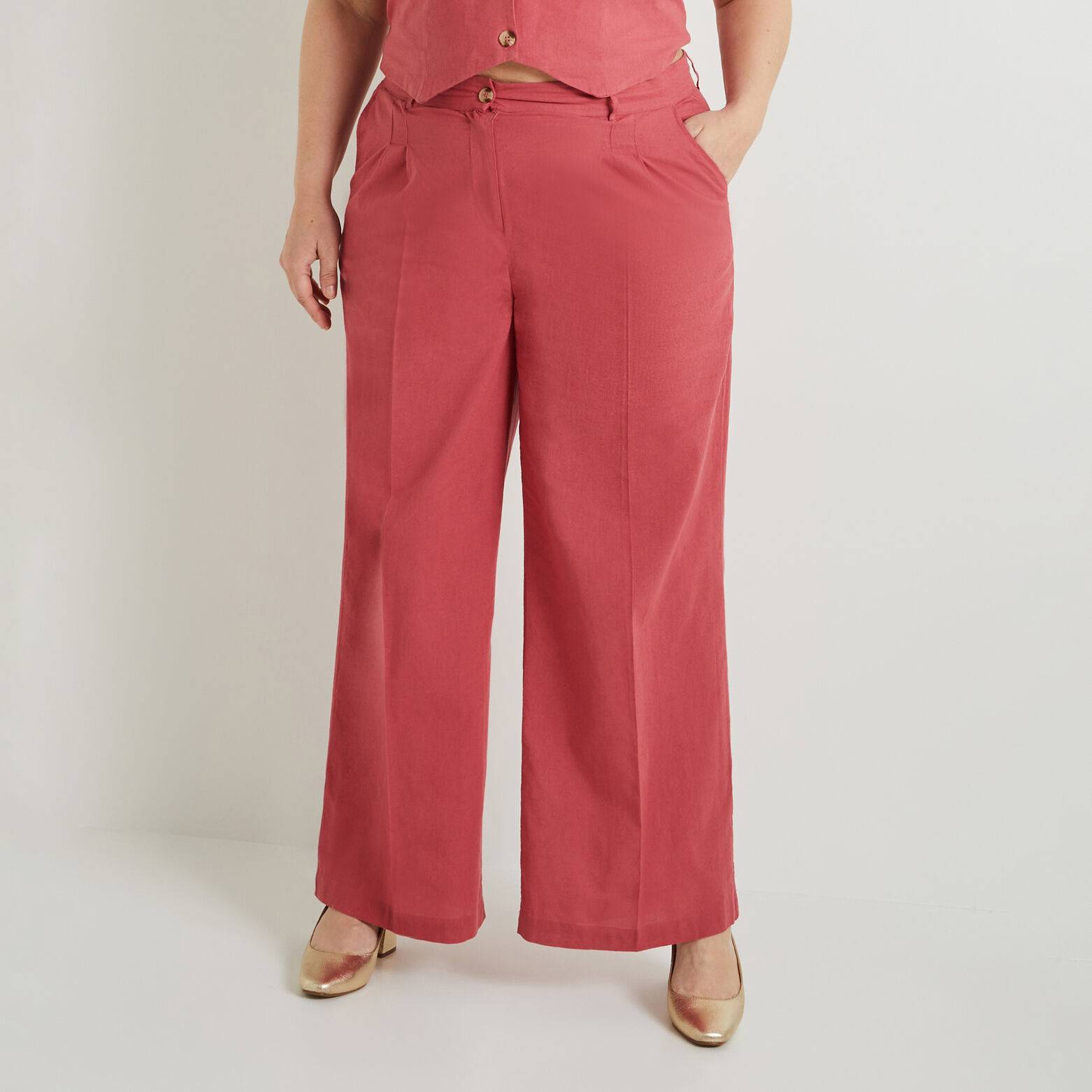 Pantalon large à pinces femme