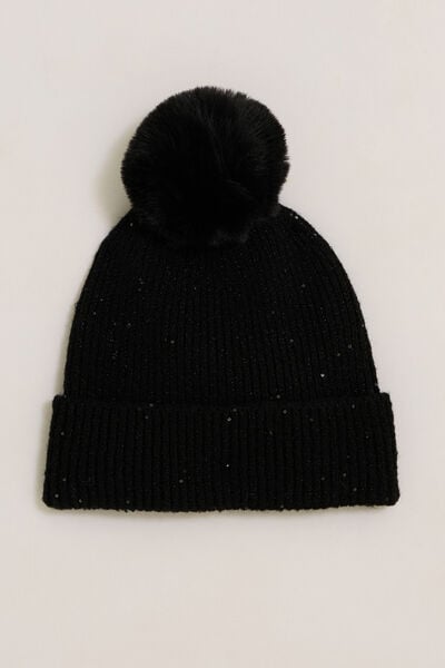 Bonnet avec sequins et pompon femme