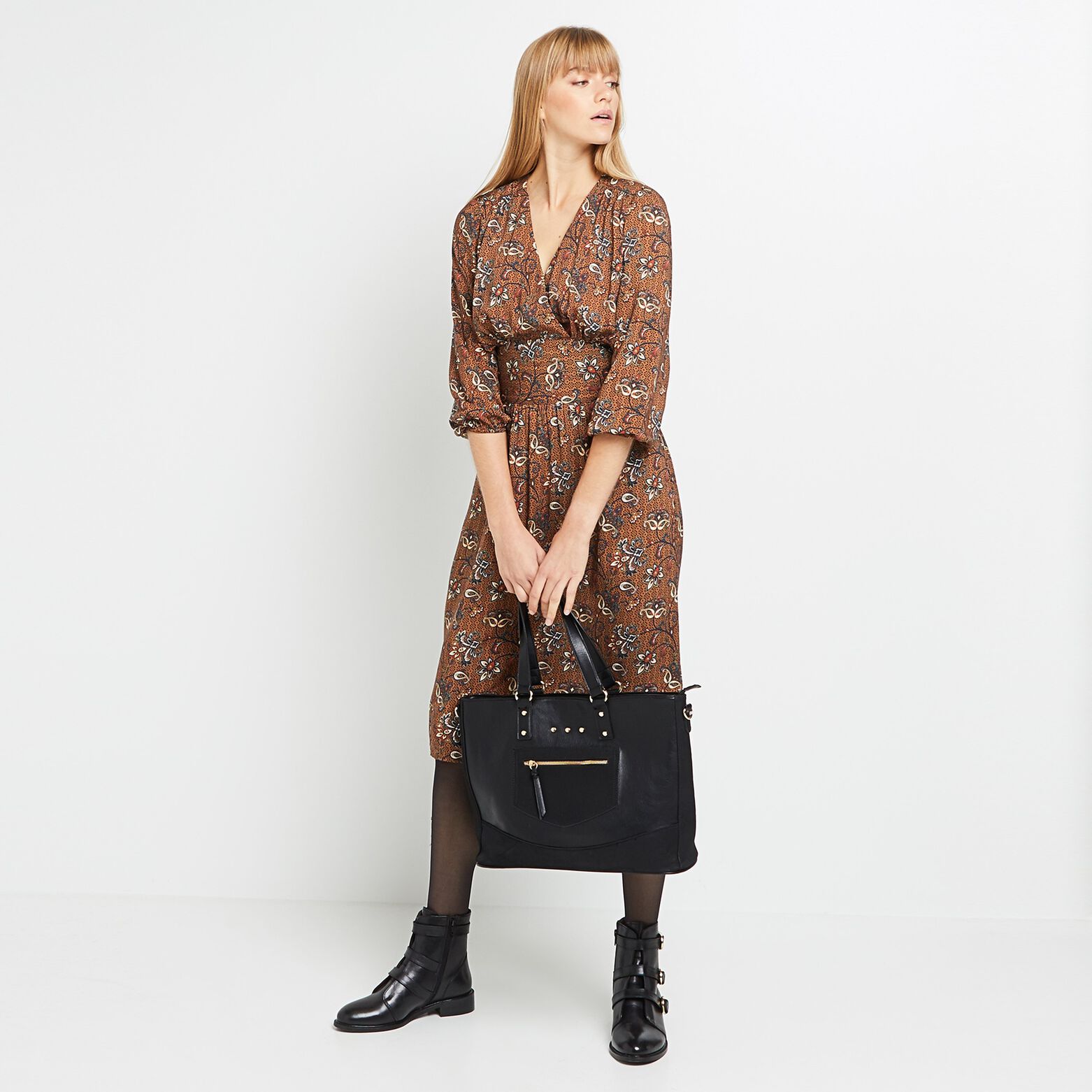 Robe mi longue imprimée femme