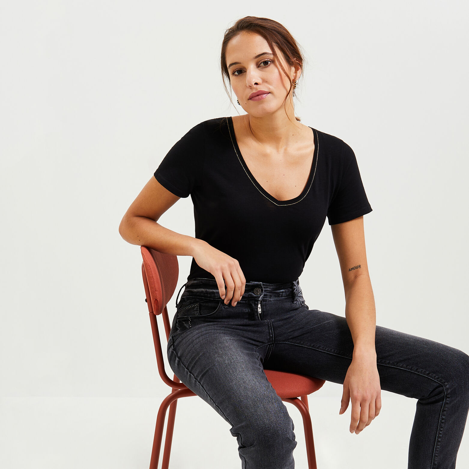 Tshirt basique col V femme