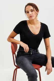 Tshirt basique col V femme