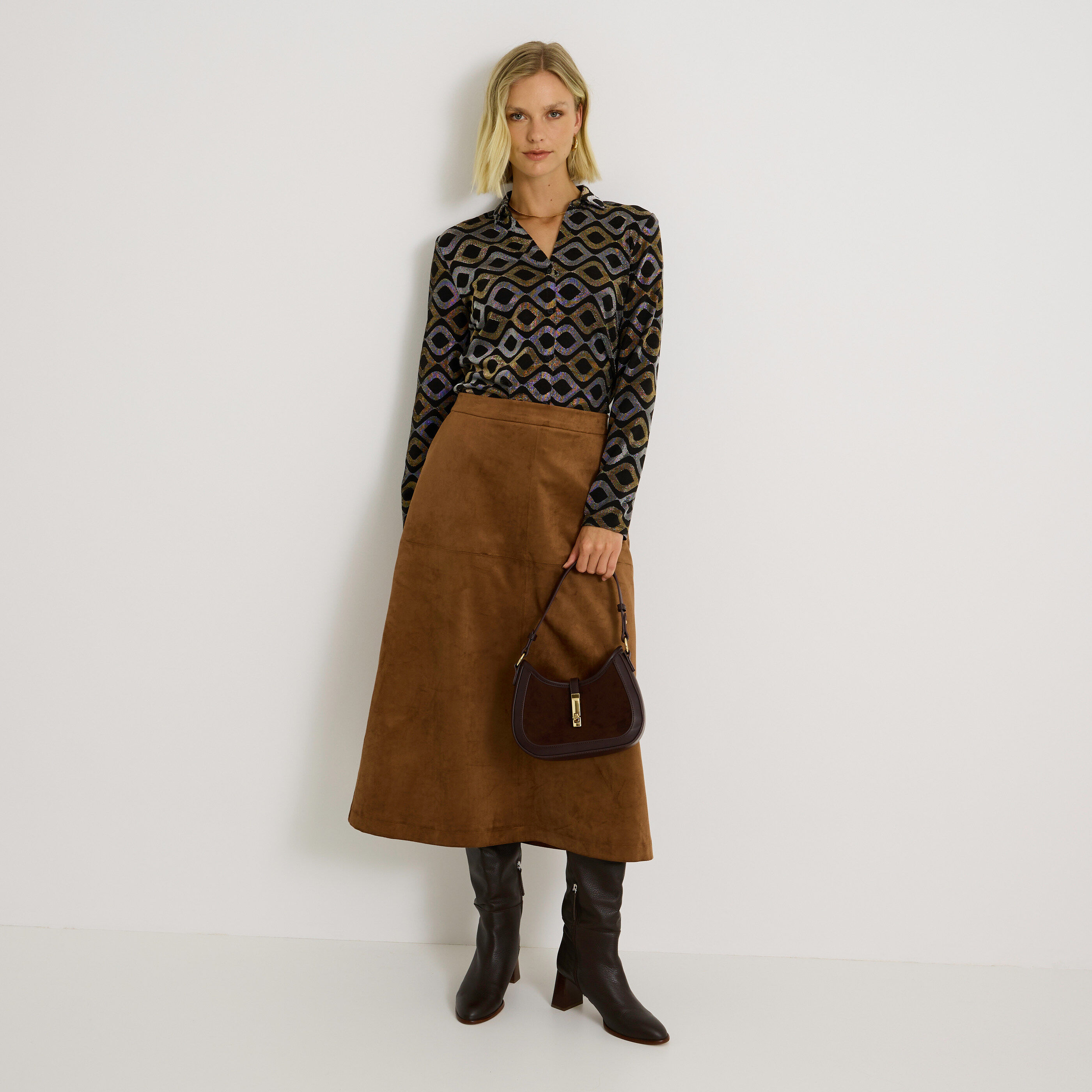 Chemisier en maille jacquard femme