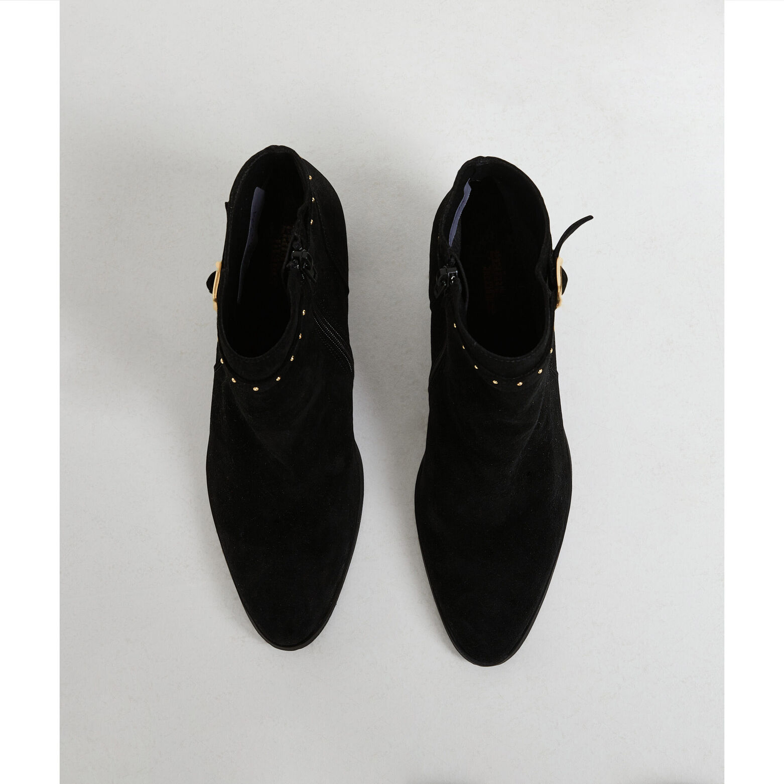 Bottines noires à talons en cuir femme