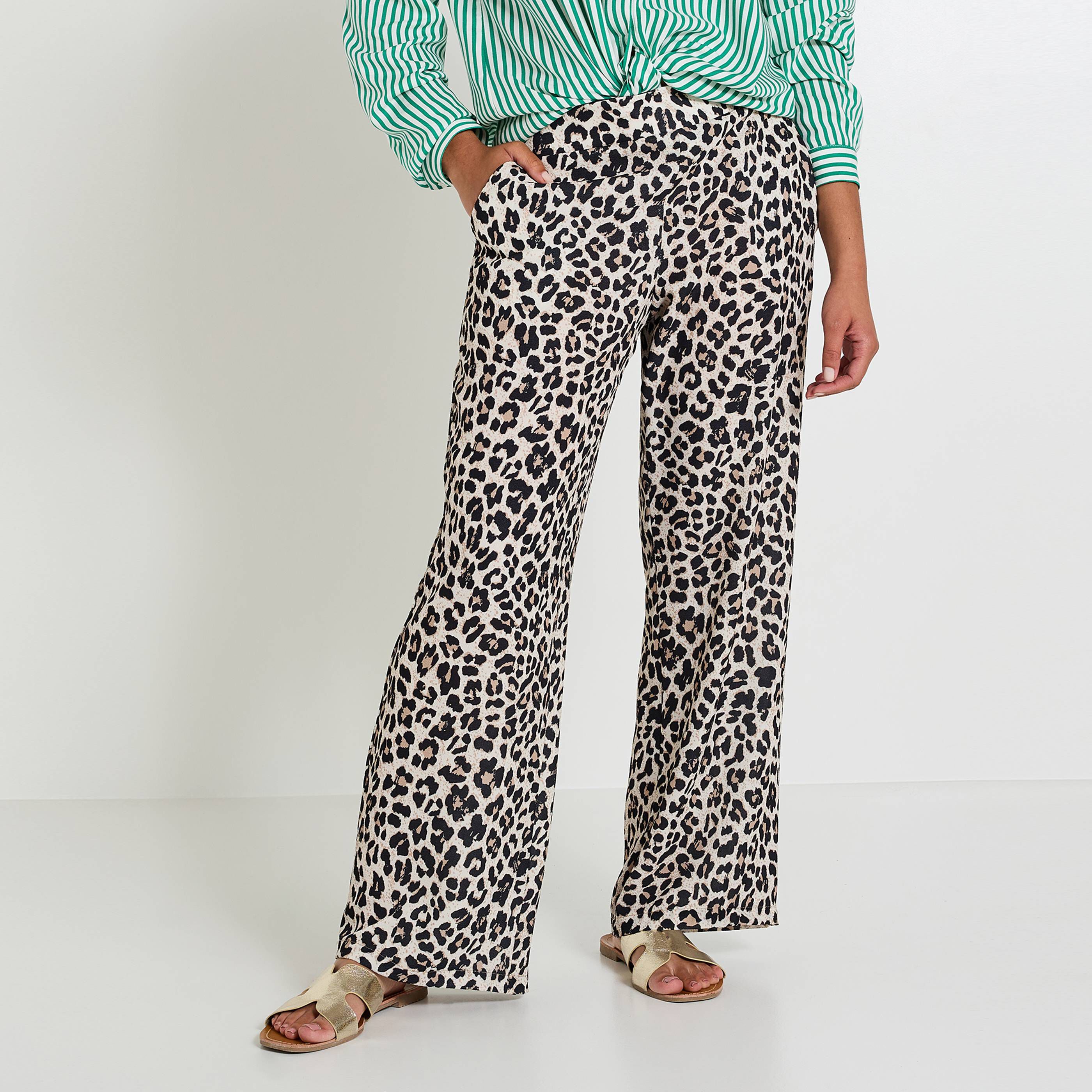 Pantalon l&eacute;opard fluide femme