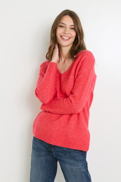 Pull col V femme