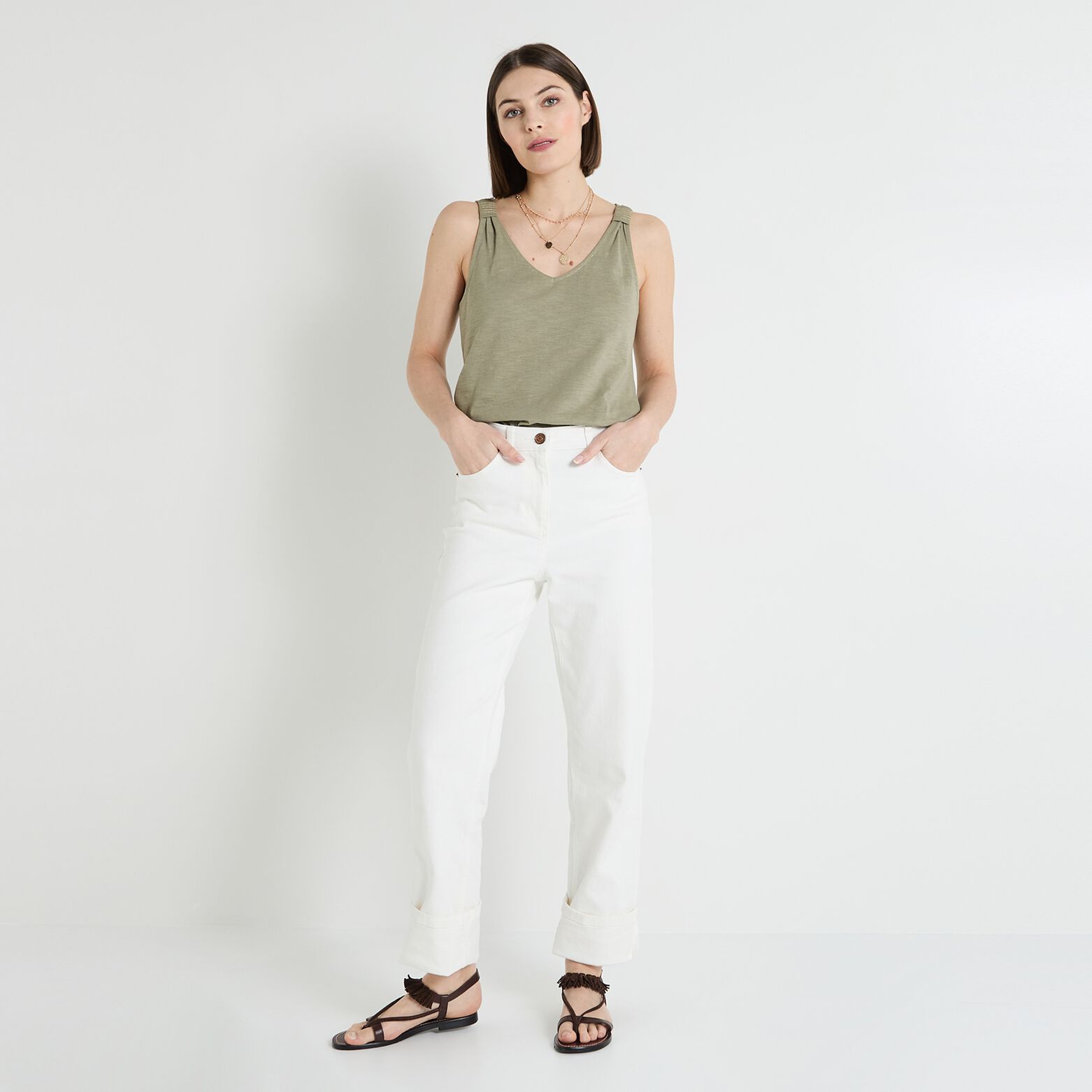 Débardeur col V femme