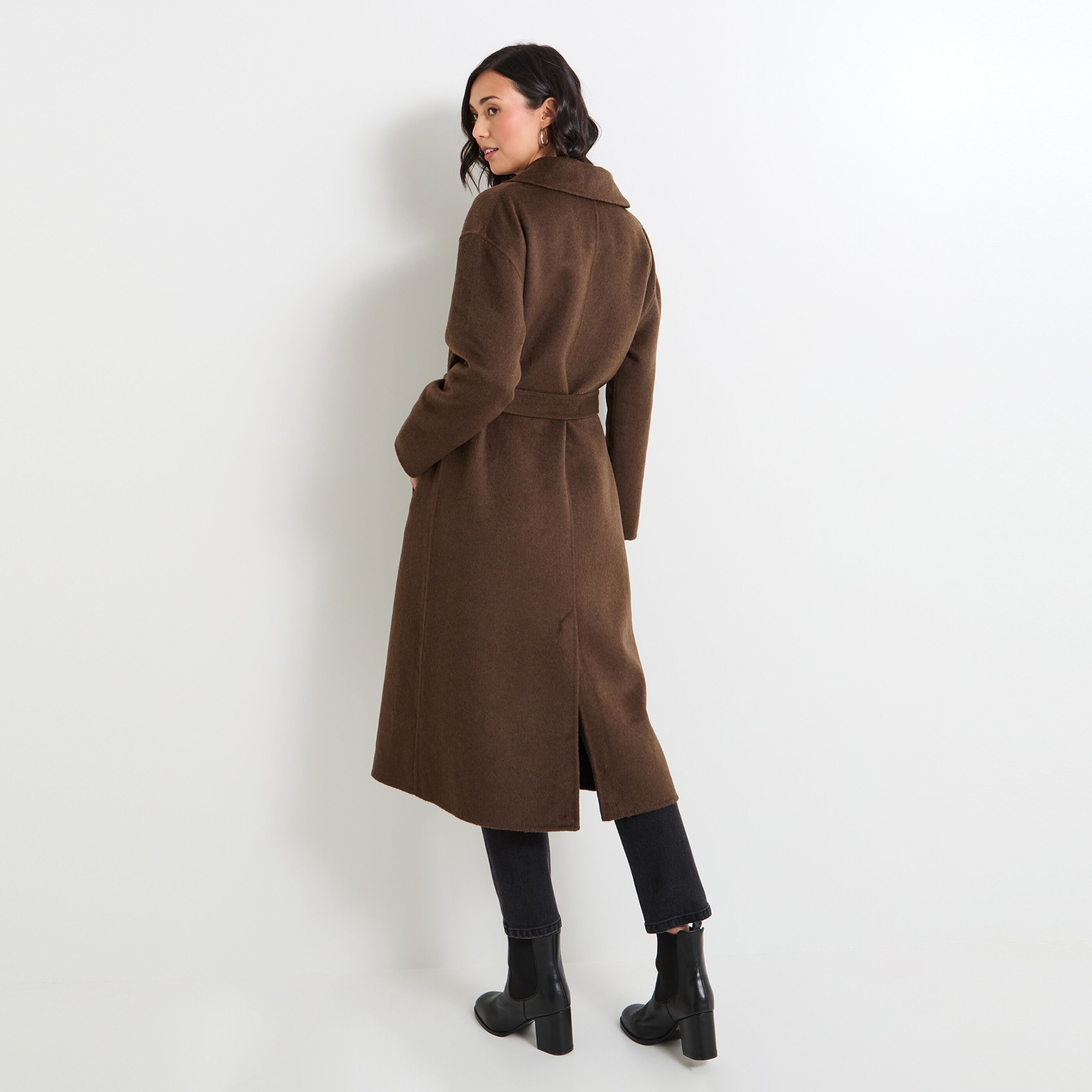Manteau long femme marron shop