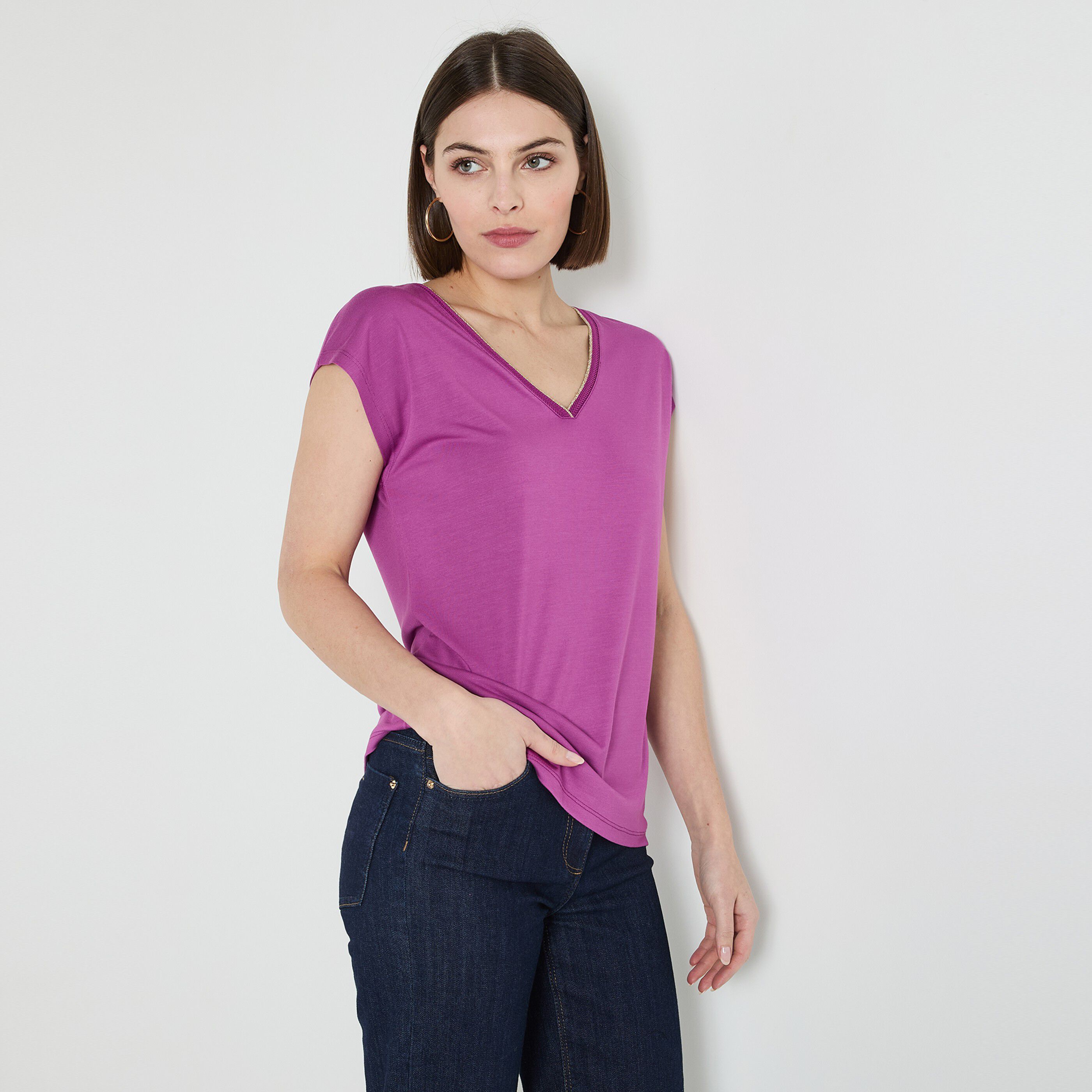 T-shirt col V femme