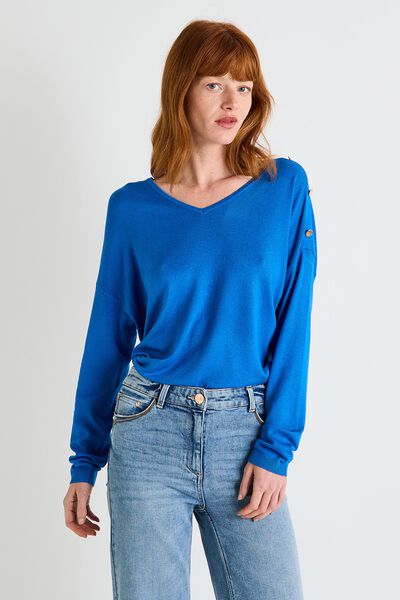 Pull col V femme