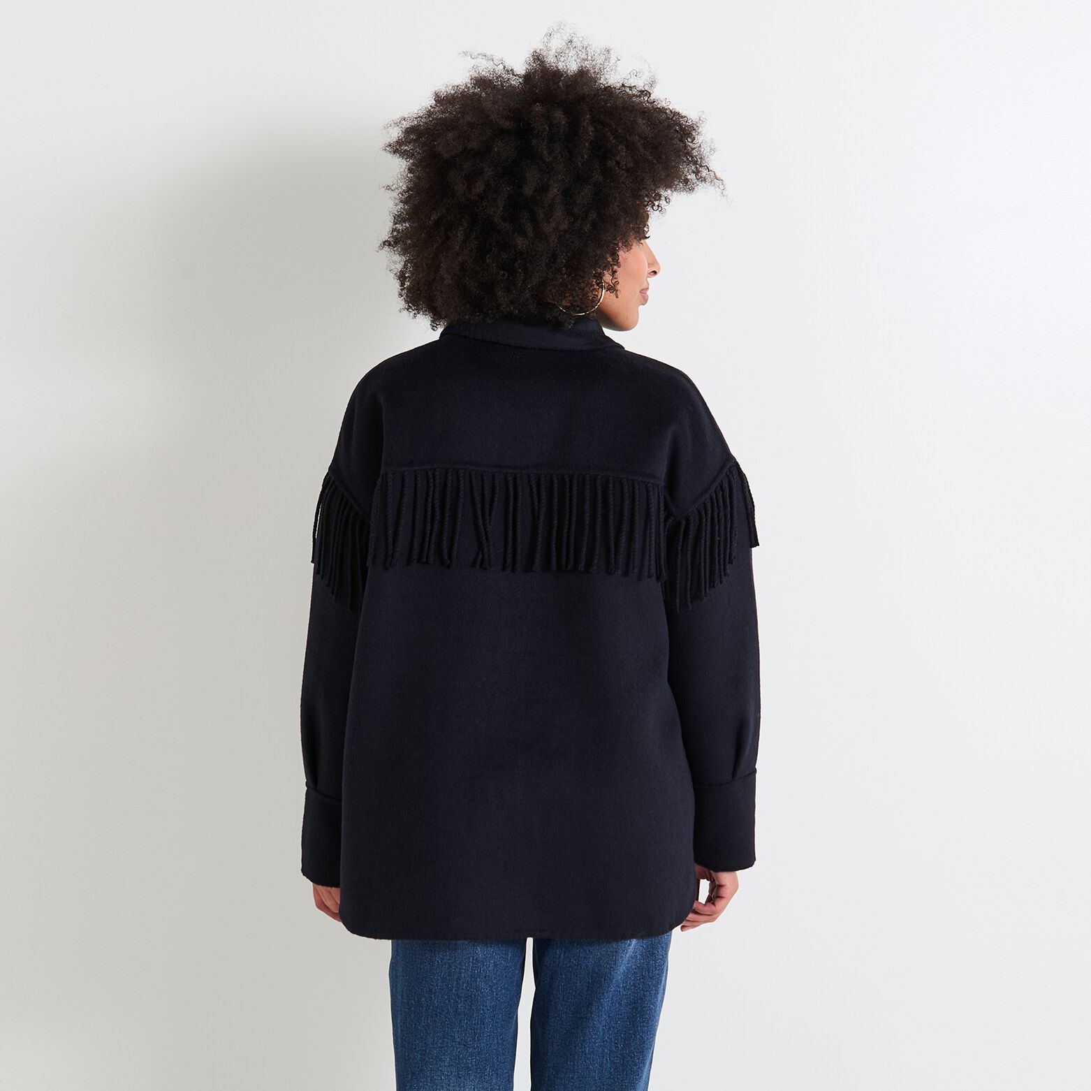Manteau à franges femme