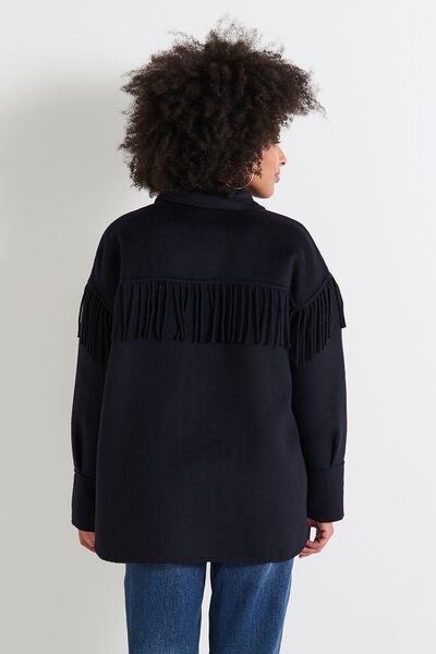Manteau à franges femme