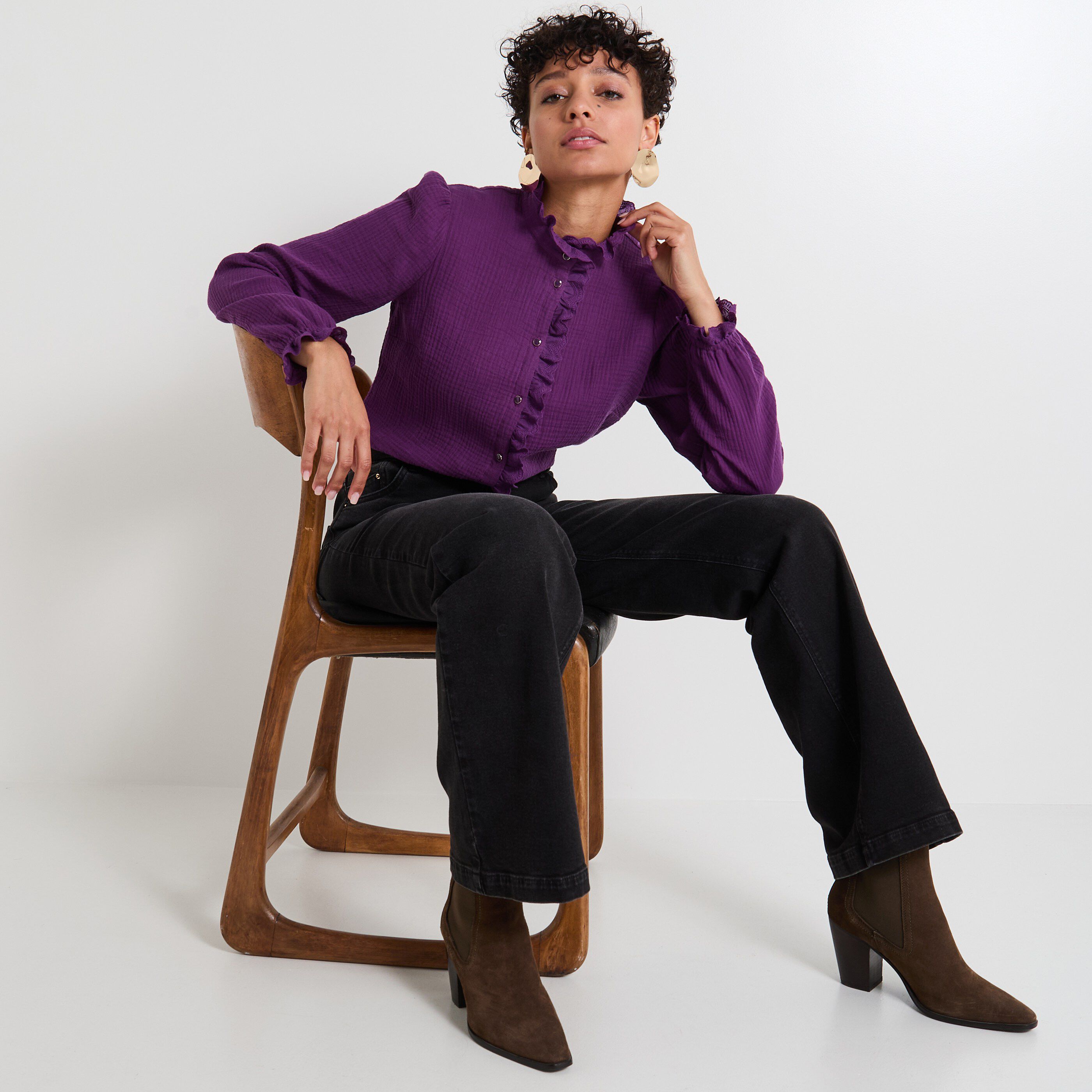 Chemisier col montant femme