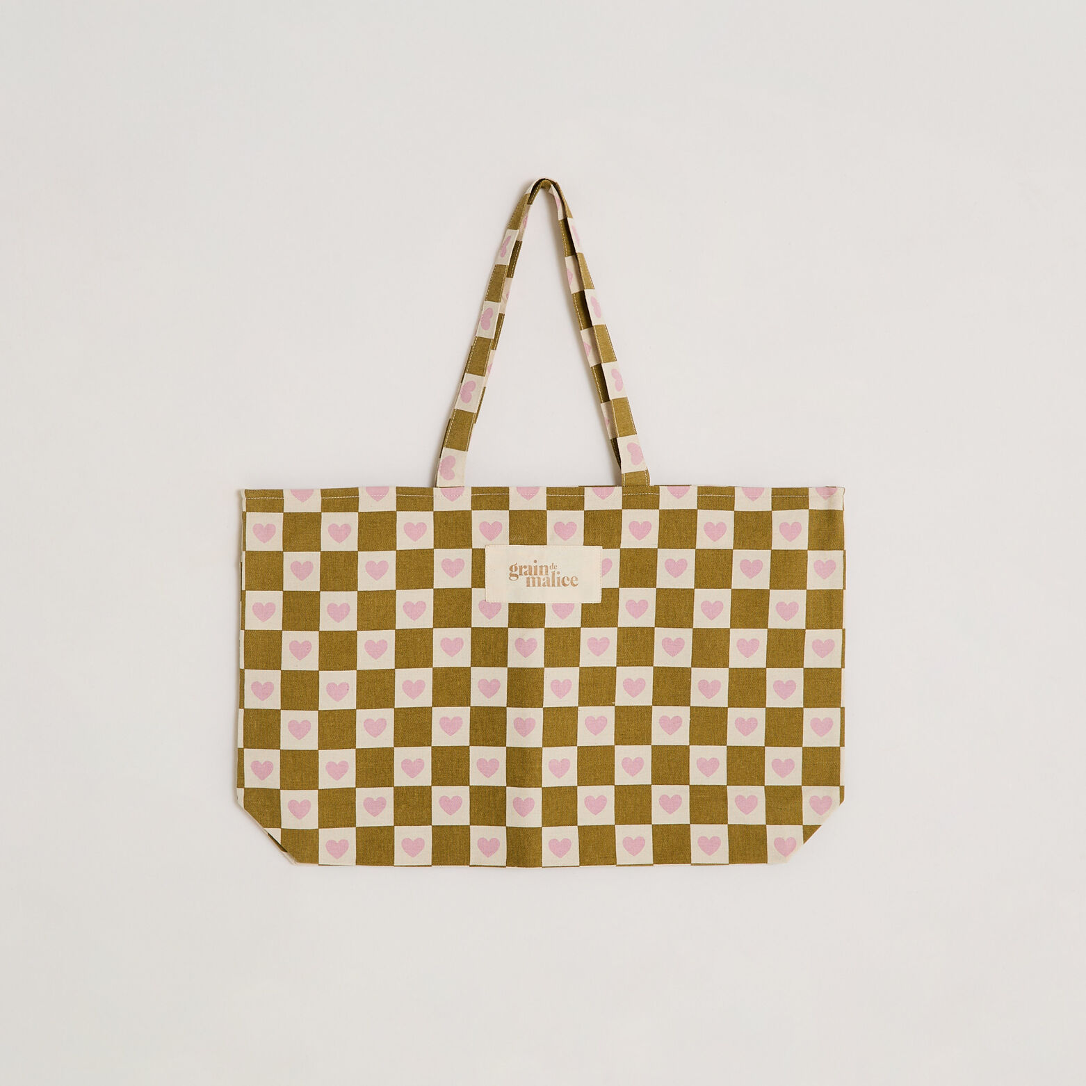 Tote bag à carreaux avec cœurs