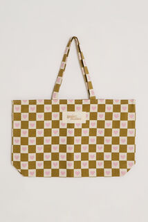 Tote bag à carreaux avec cœurs