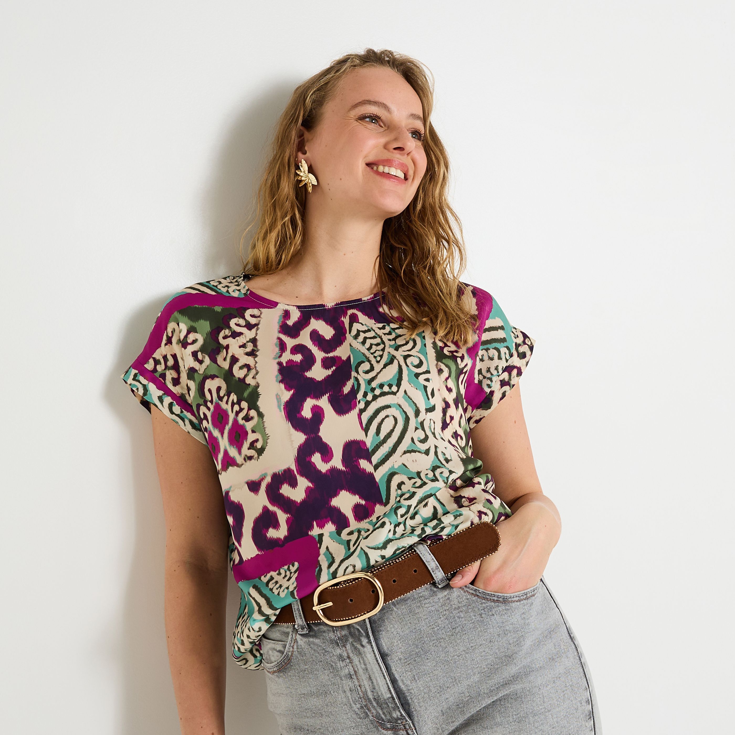 Blouse col rond femme