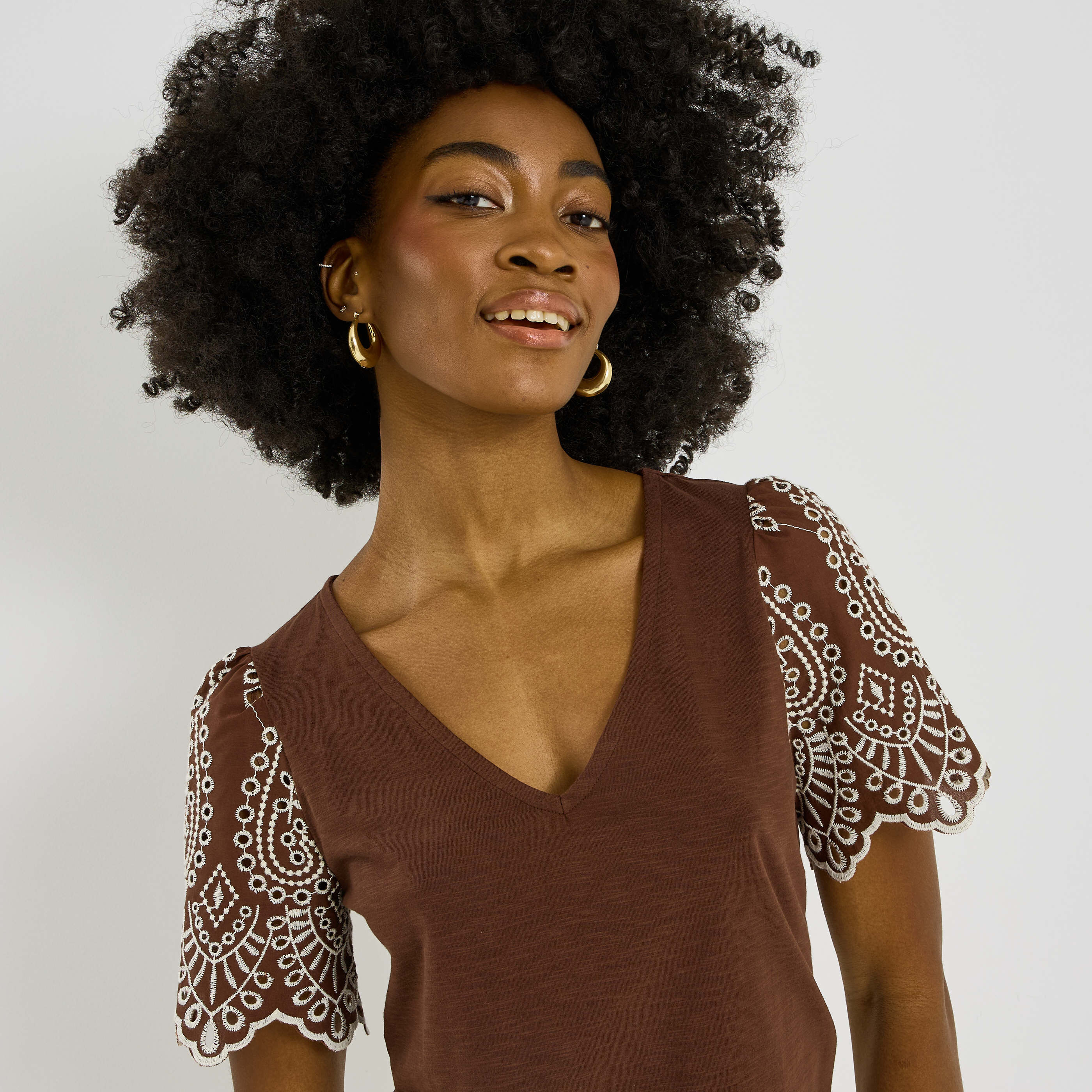 T-shirt manches volant&eacute;es femme