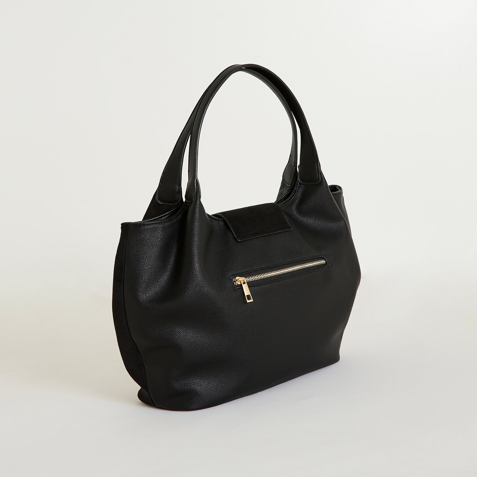Sac bi-matière à rabat femme