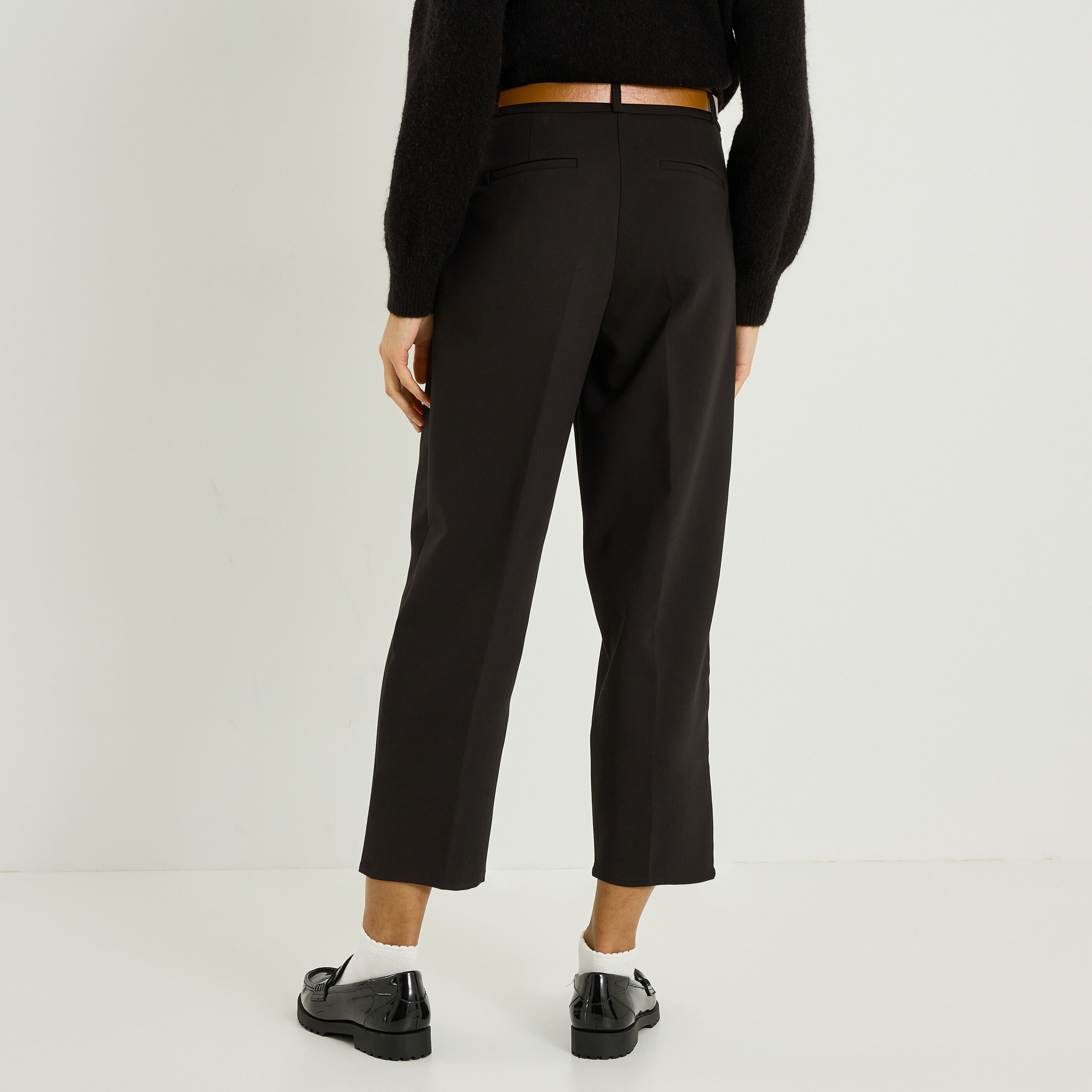 Pantalon &agrave; plis raccourci femme