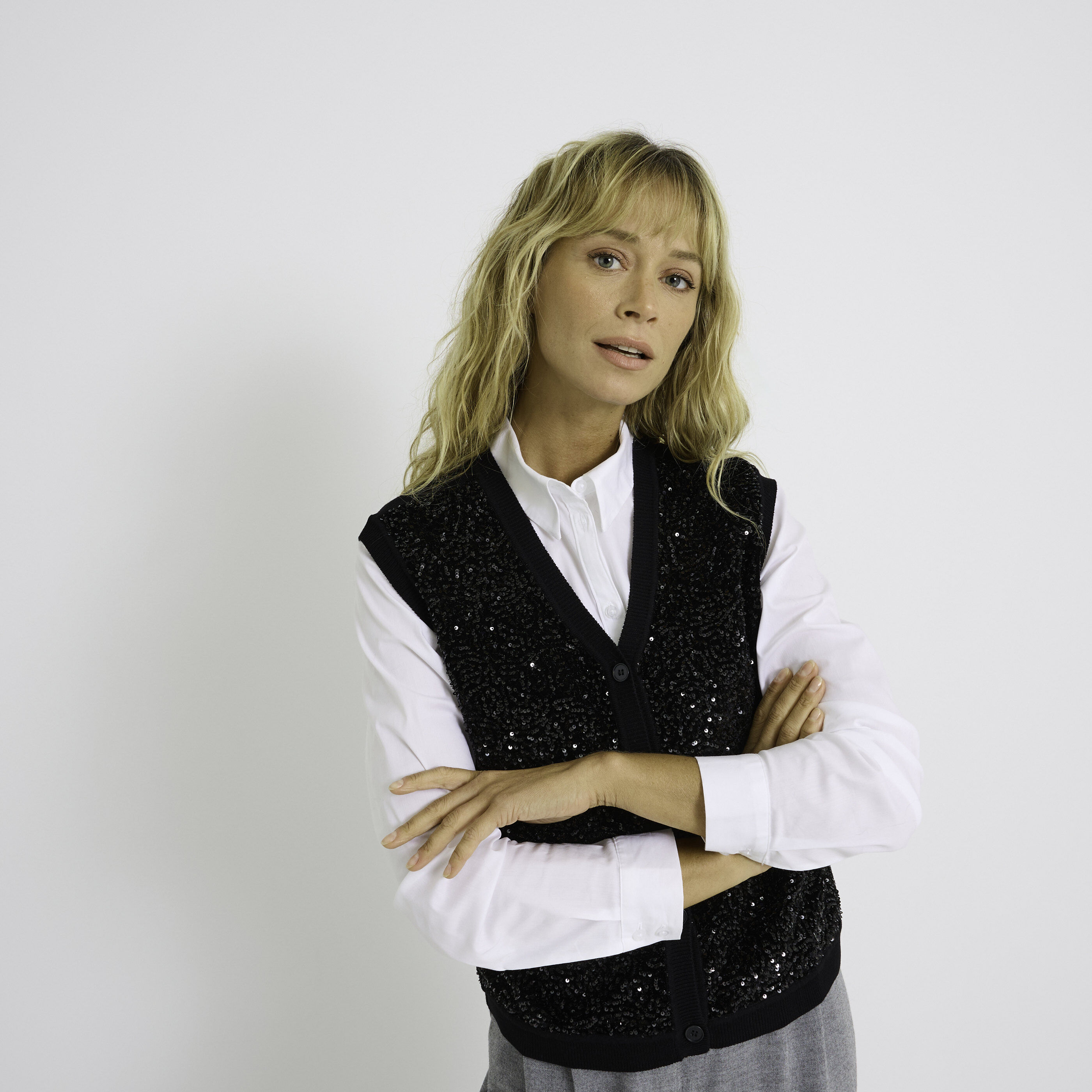 Gilet sans manches &agrave; sequins femme