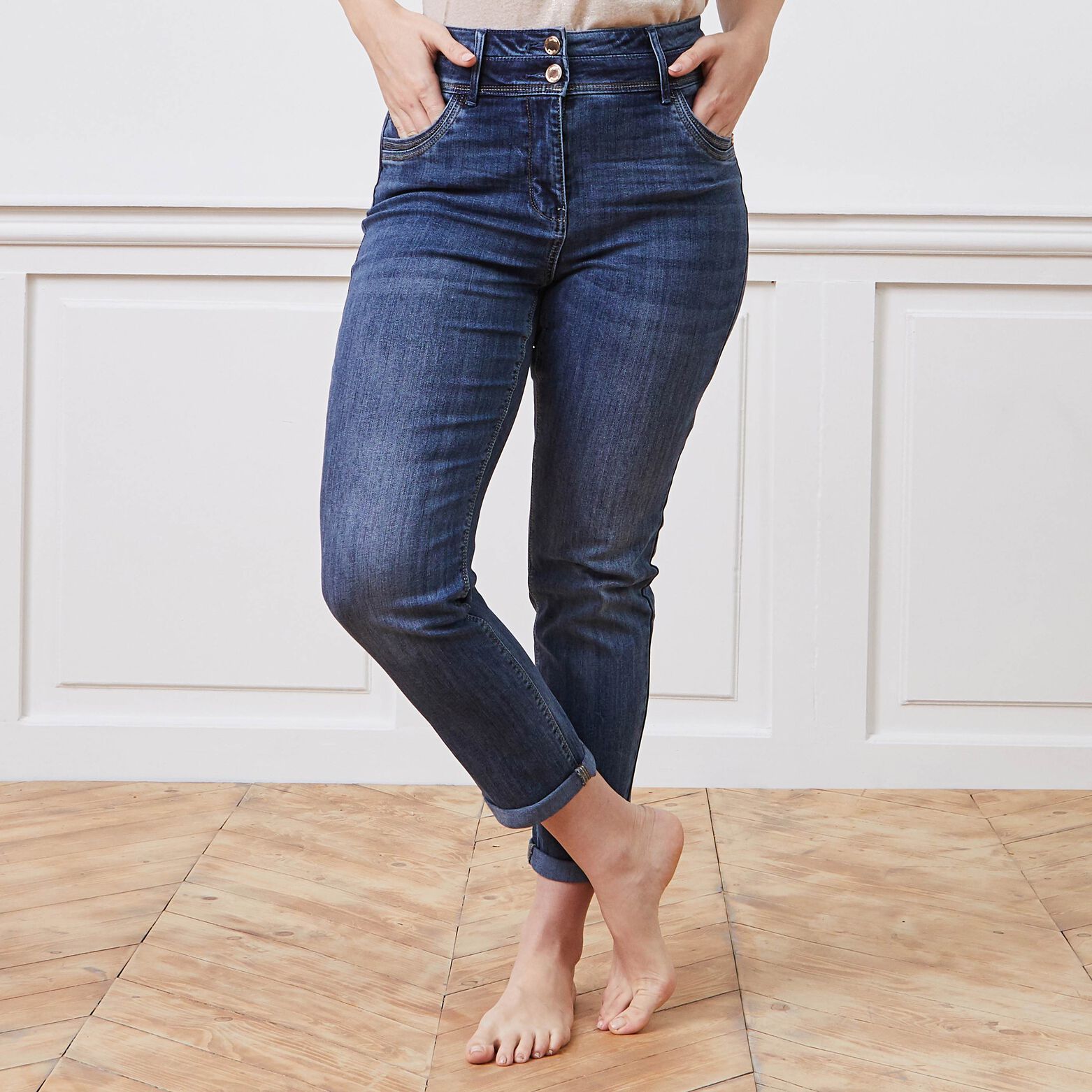 Jean raccourci taille haute HANOI femme