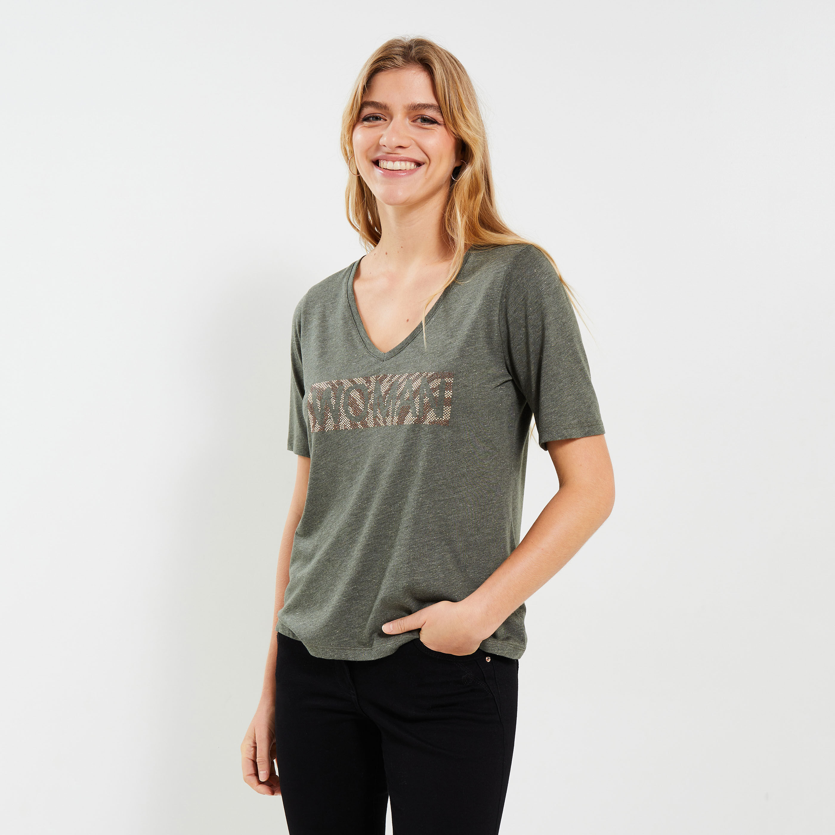 Tshirt col V femme
