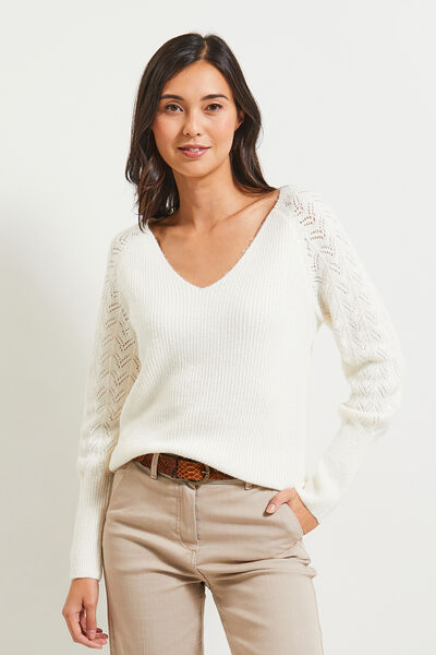 Pull col V femme