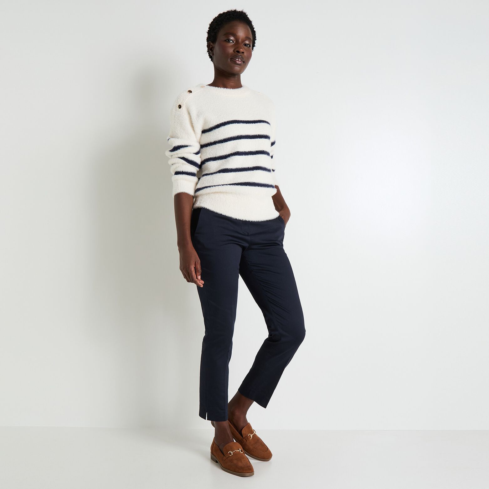 Pull col rond femme