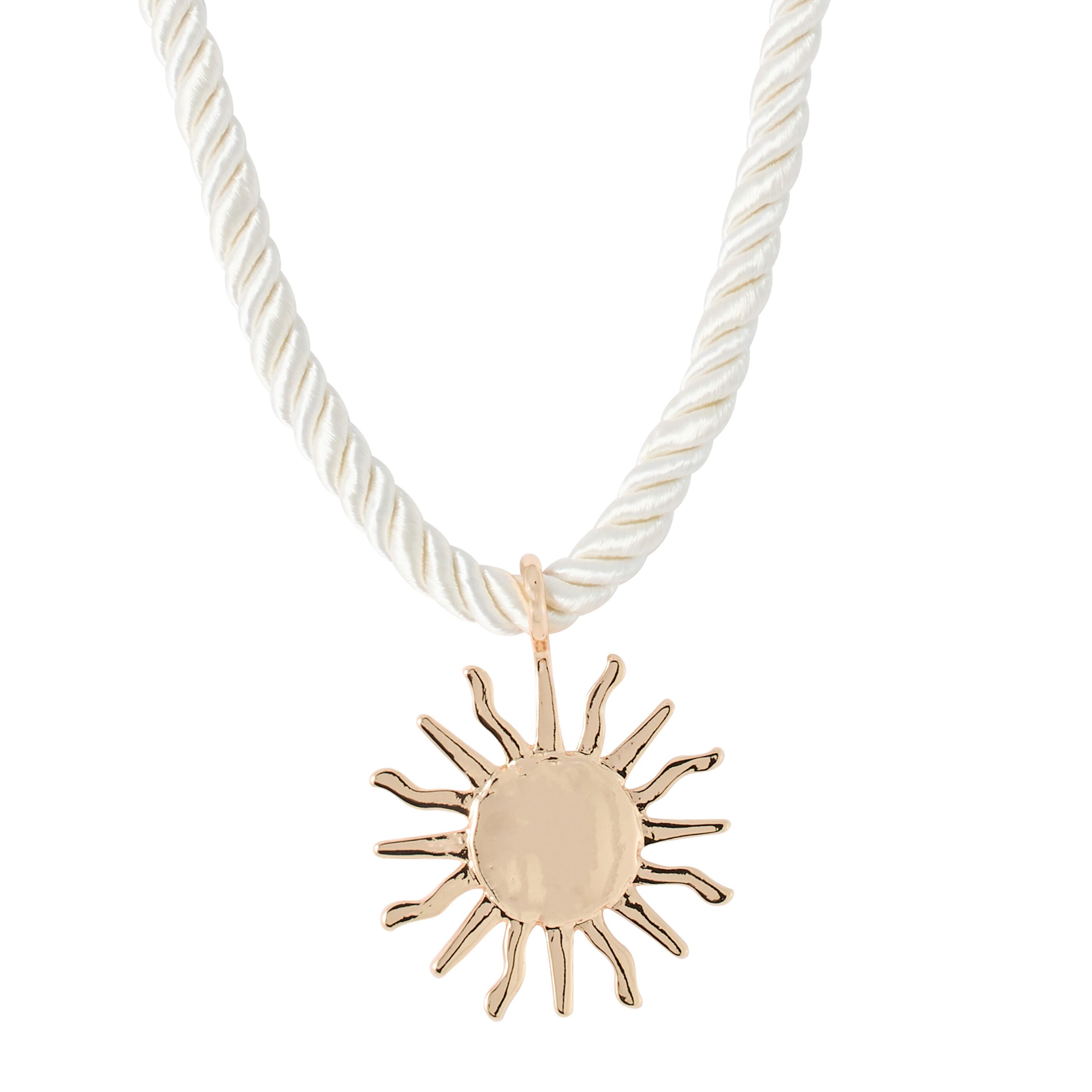Collier corde pendentif soleil femme