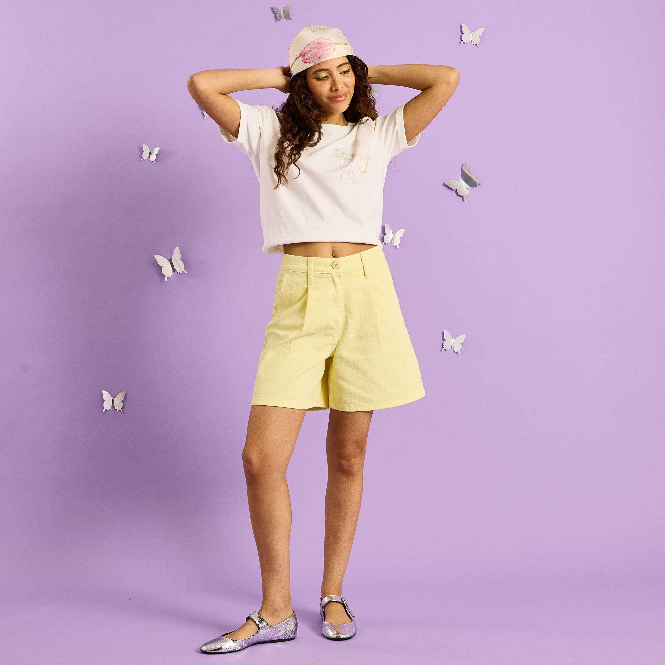 T-shirt col rond imprim&eacute; femme