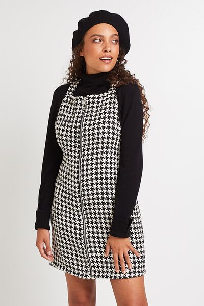 Robe chasuble à carreaux femme