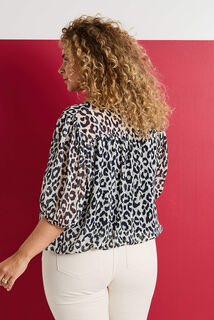 Blouse col V à imprimé léopard femme