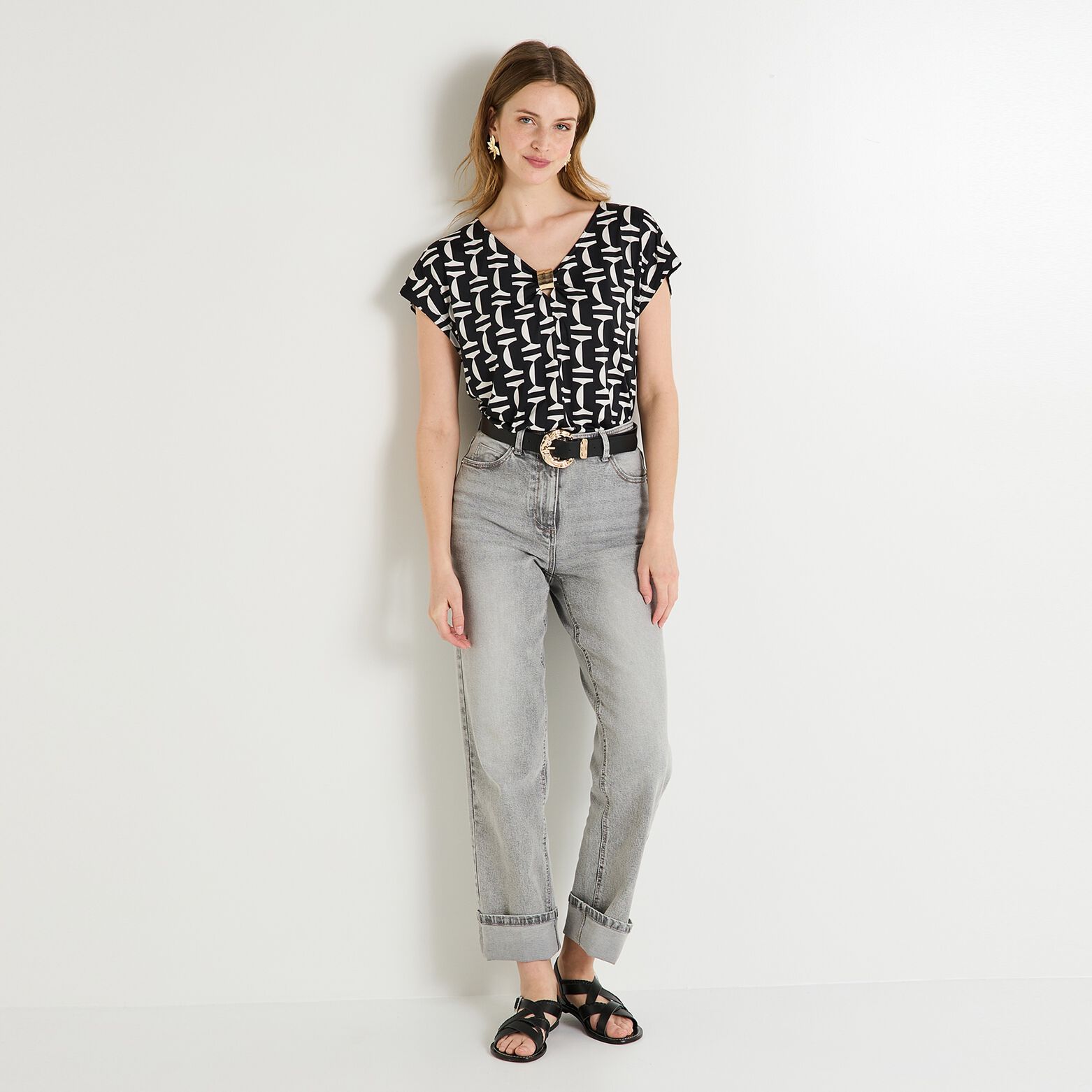 T-shirt col V femme