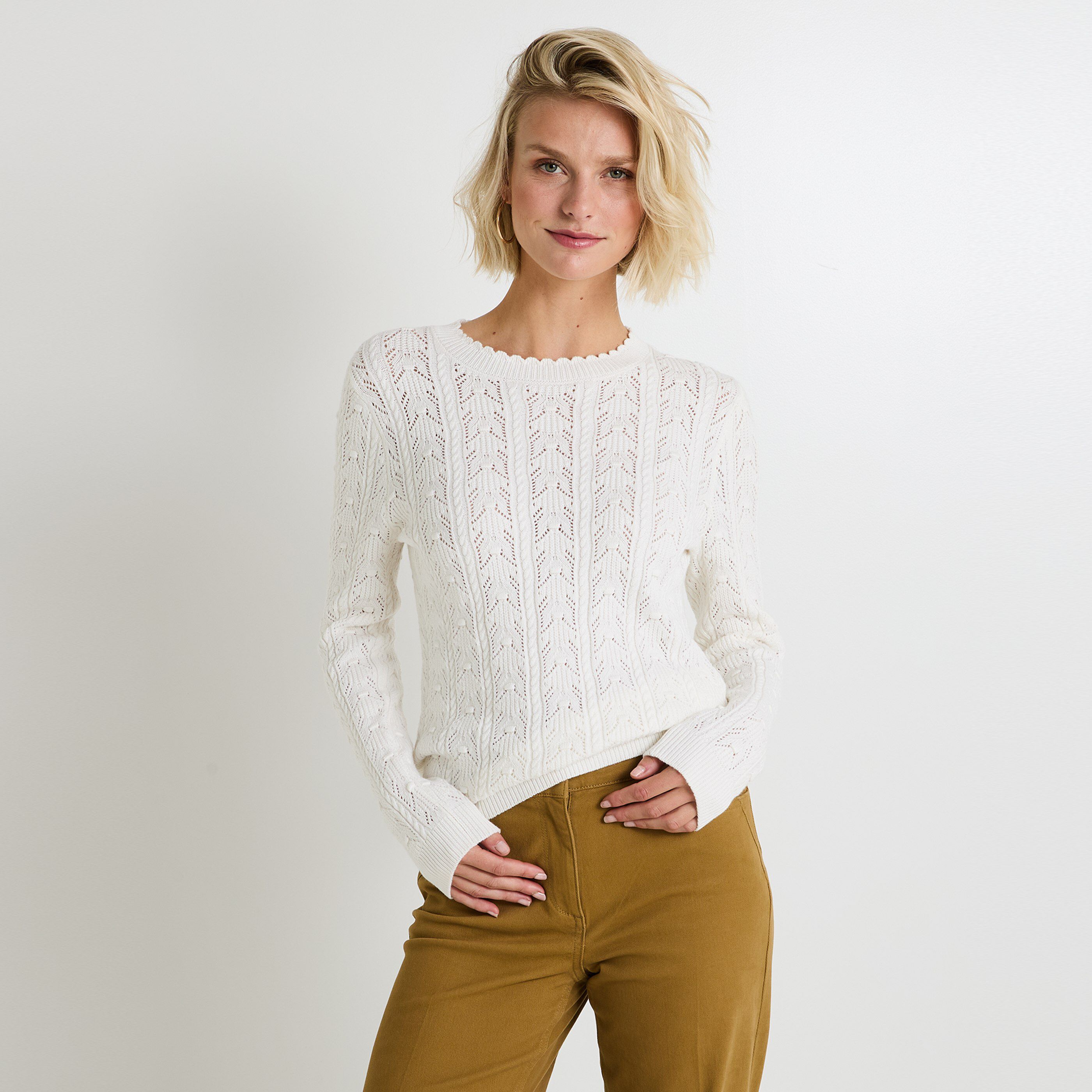 Pull col rond femme ECRU Graindemalice