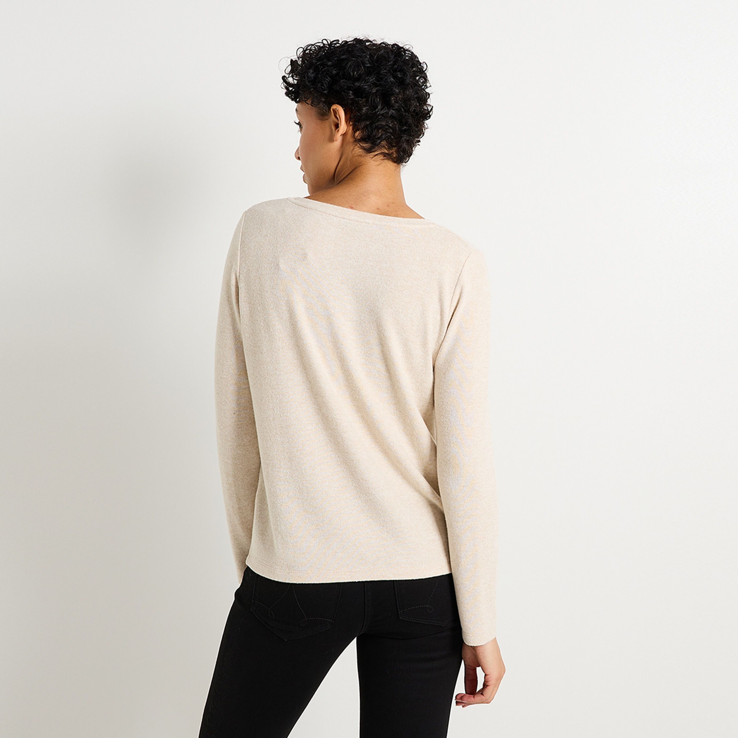 Pull col V femme