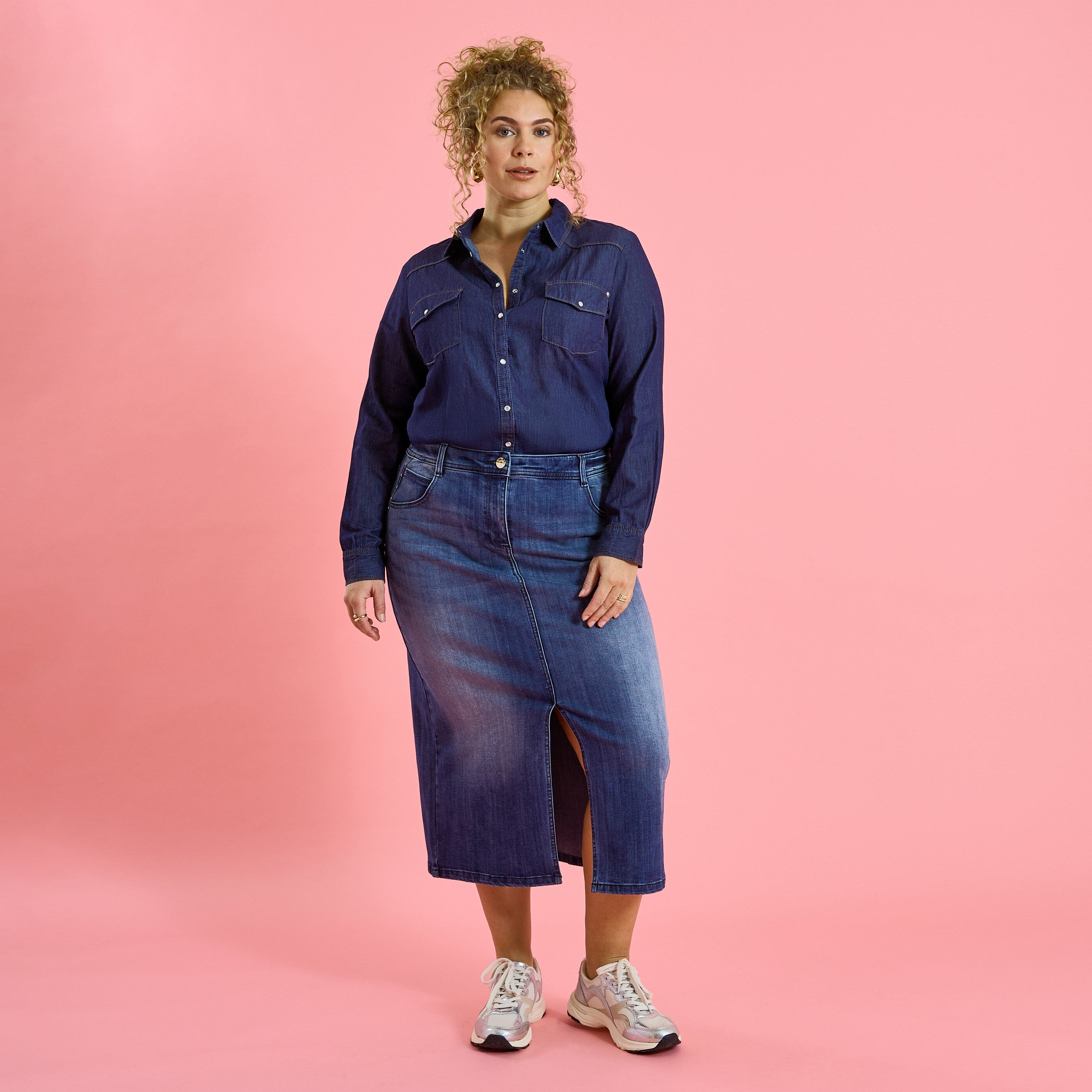 Jupe longue en denim avec fente