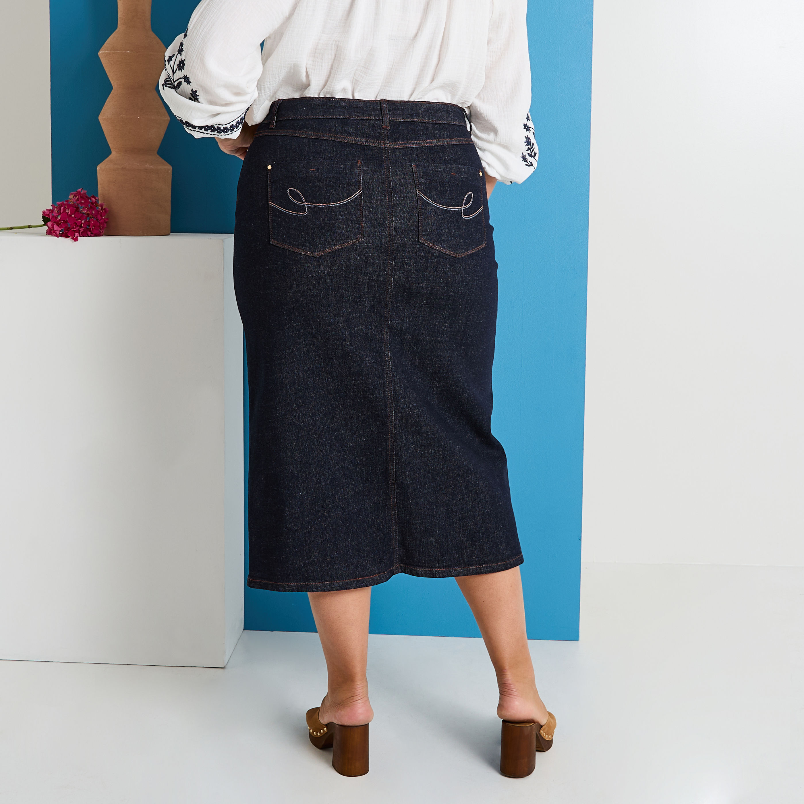 Jupe longue en denim avec fente