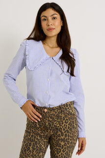 Chemise rayée grand col femme