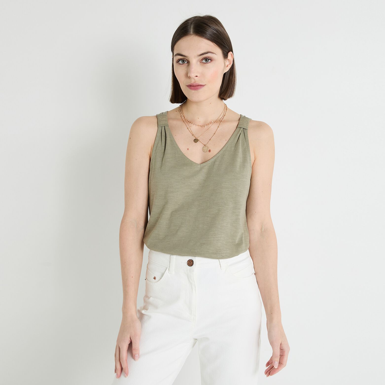 Débardeur col V femme