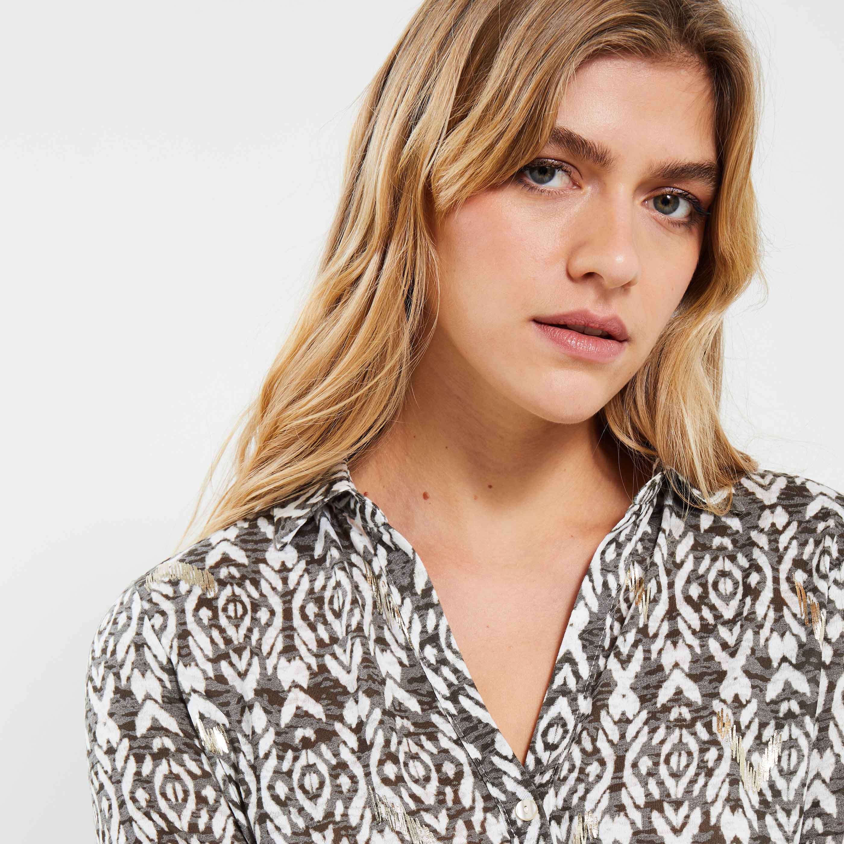 Tshirt col chemise femme