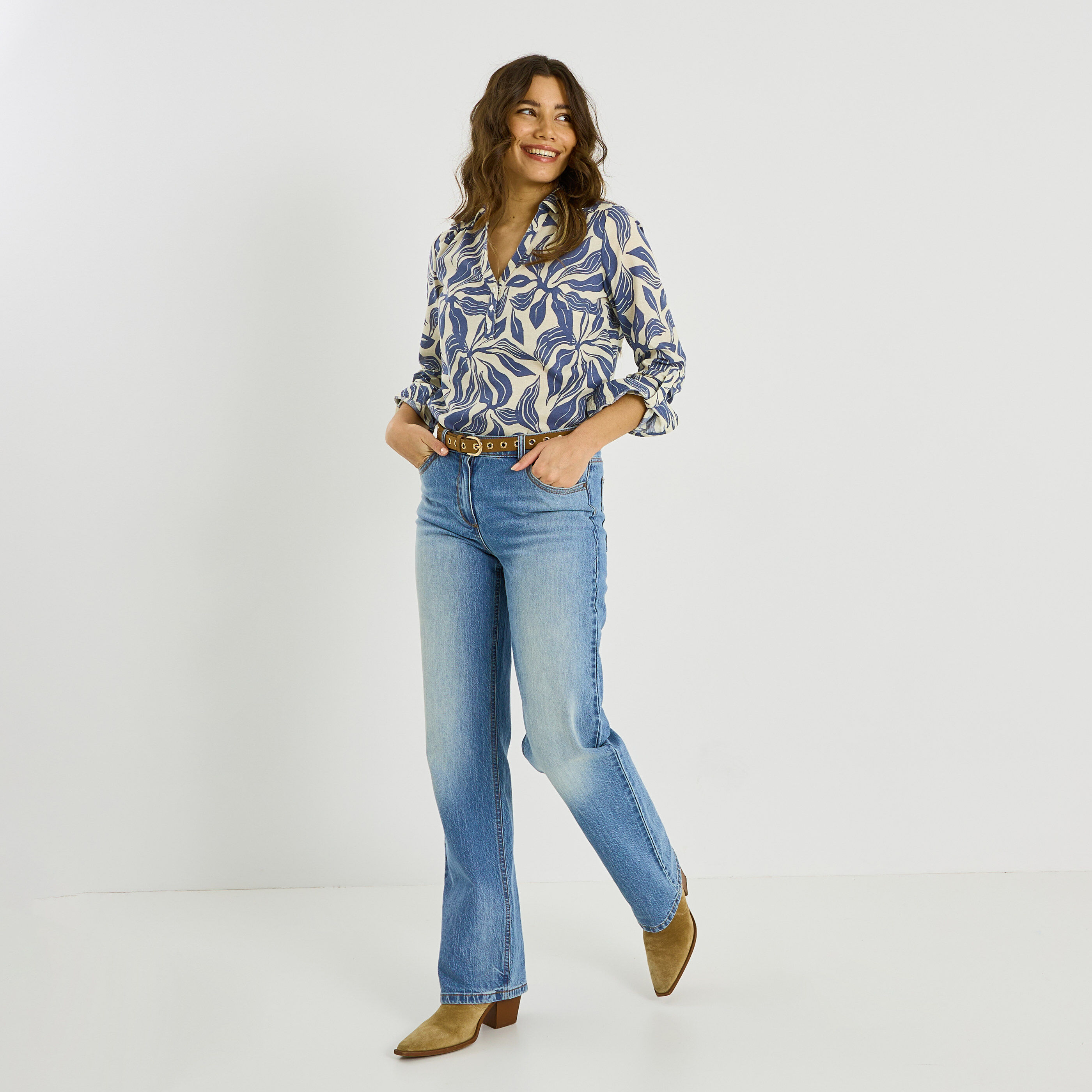 Blouse motif floral femme