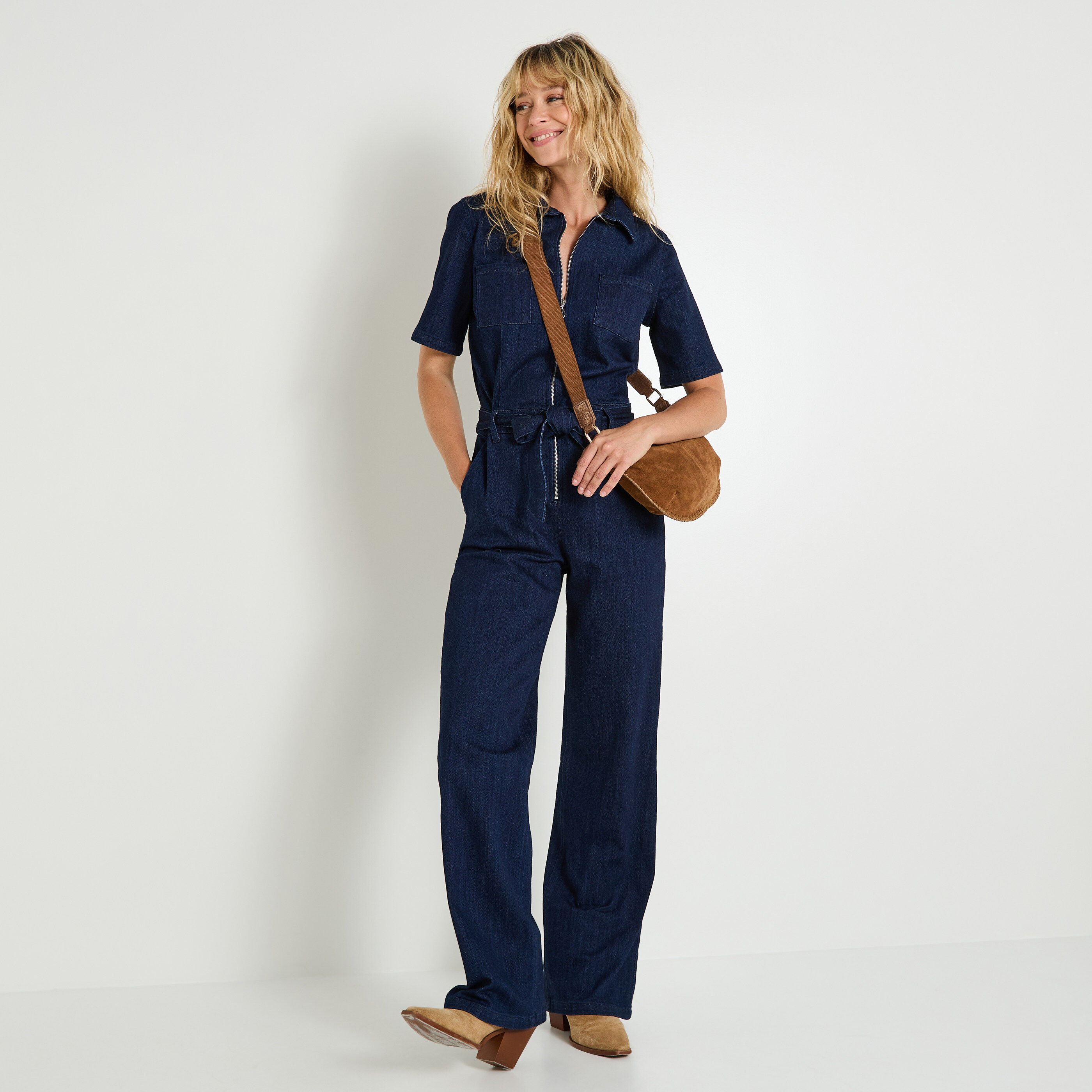 Combinaison longue en denim femme