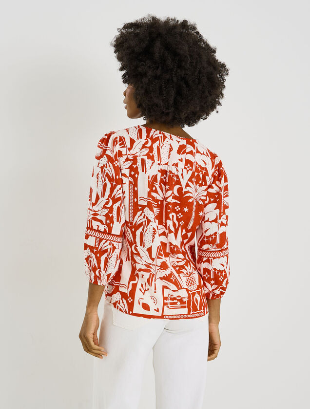 Blouse imprim&eacute;e col V femme