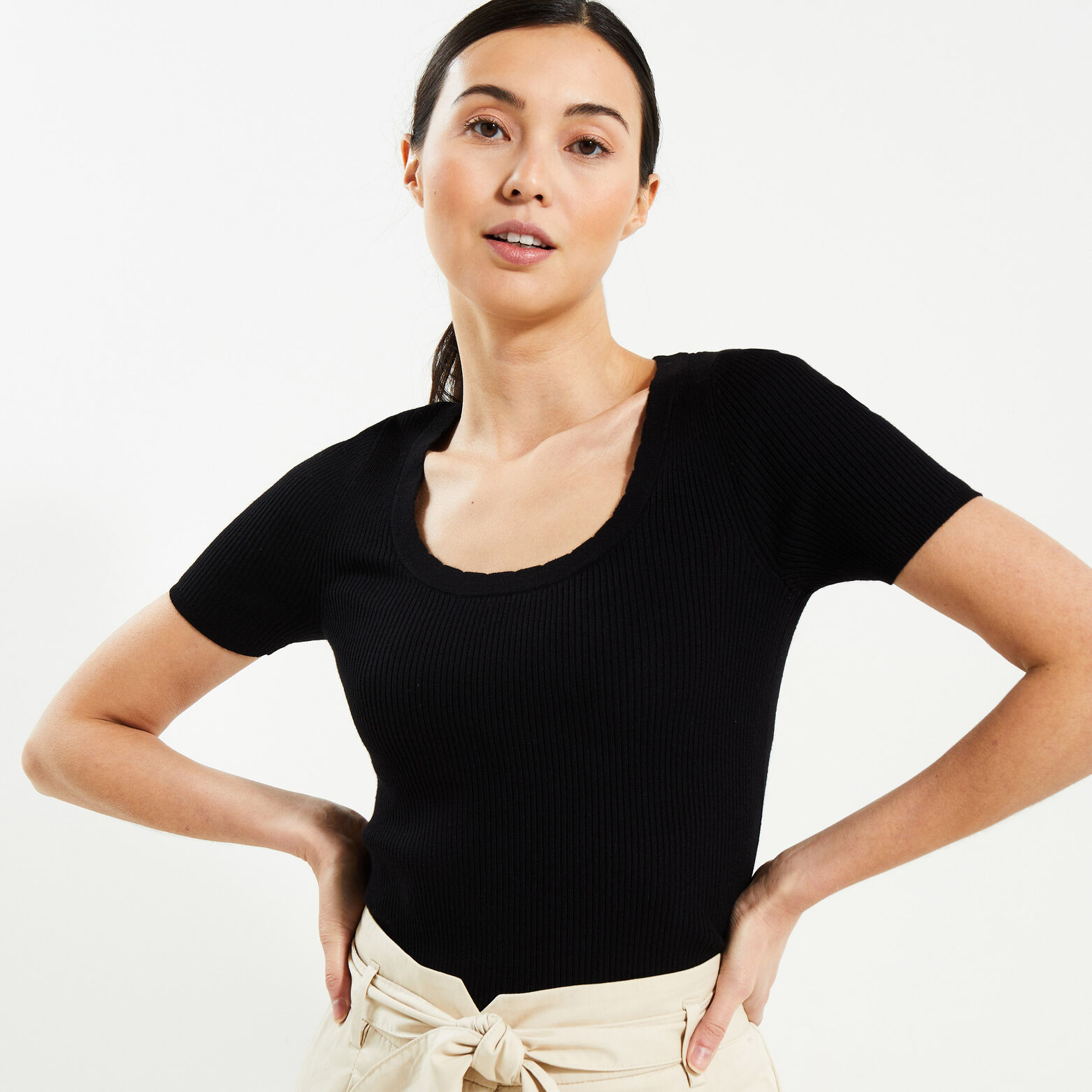 Pull manches courtes femme