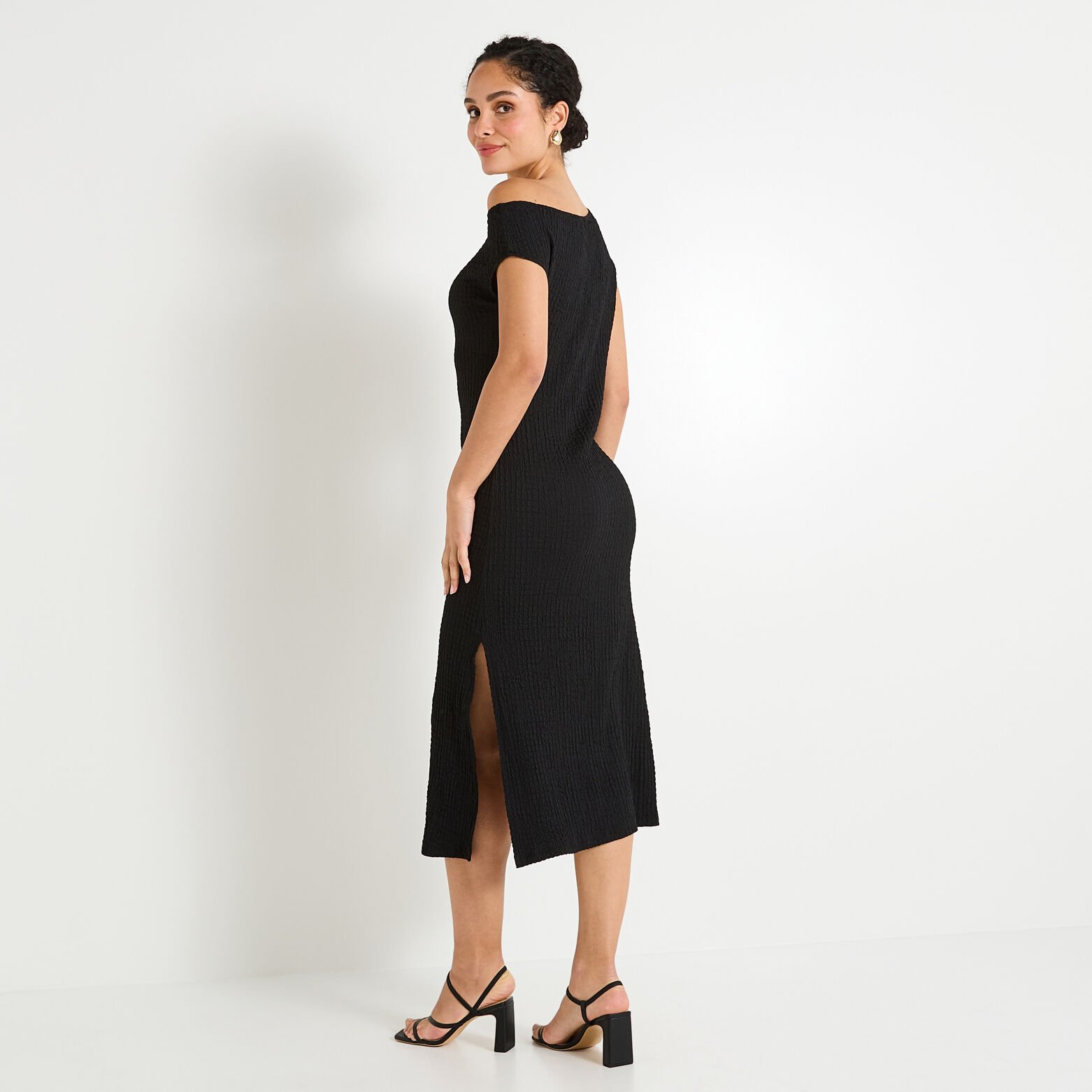 Robe longue col bateau femme