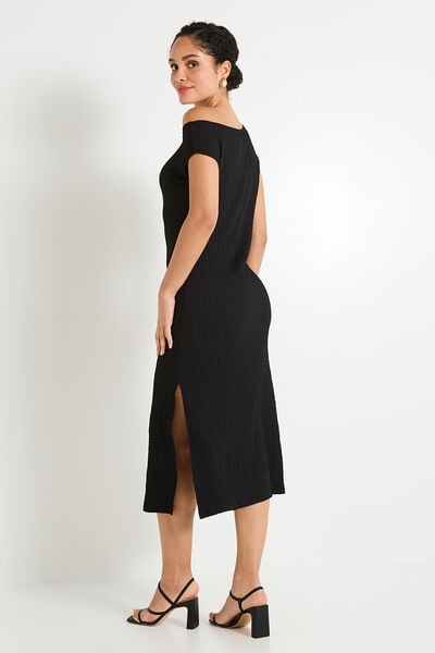 Robe longue col bateau femme